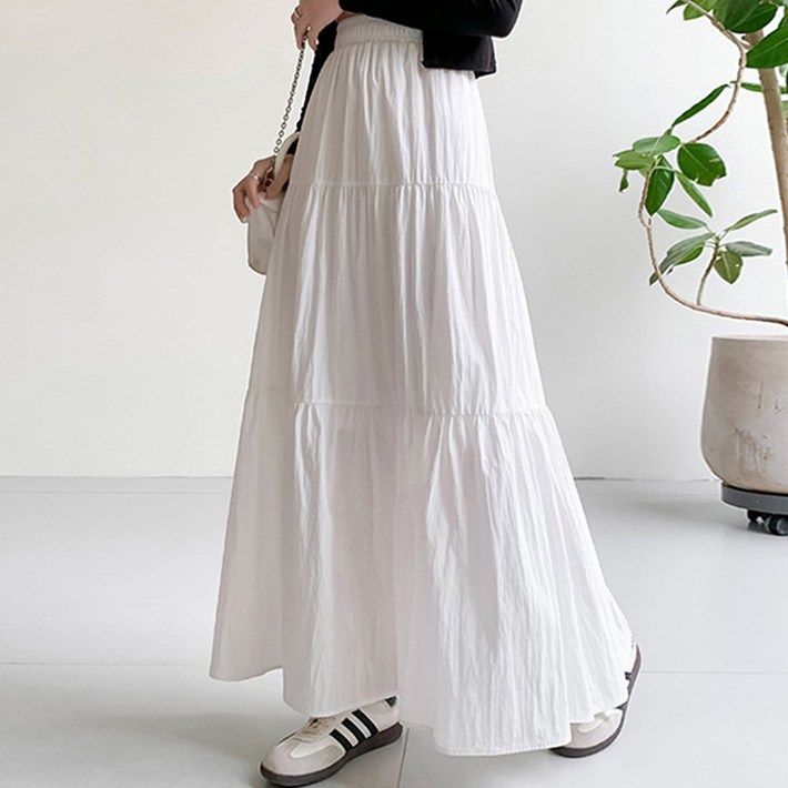라망 프릴 캉캉 플레어 롱 스커트3color
