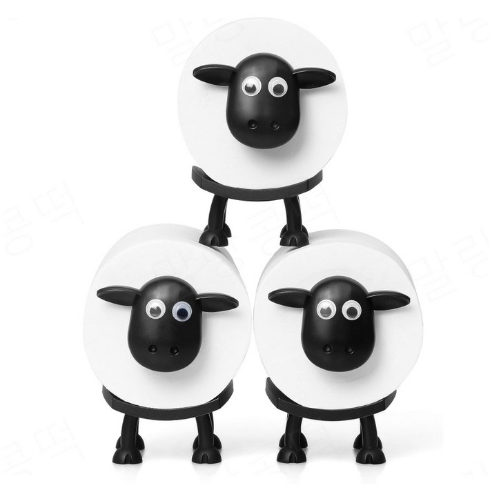 AROBOT 귀여운 검은 양 화장지 거치대 화장실 인테리어 휴지걸이 3개 세트, 2세트, 블랙 AROBOT 귀여운 검은 양 화장지 거치대 화장실 인테리어 휴지걸이 3개 세트, 2세트, 블랙