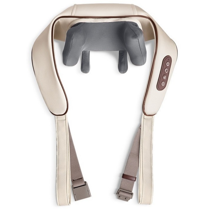무선 온열 목 어깨 마사지기 3D 텐션 안마기 승모근 지압기 허리 마사지기, 베이지, 1개