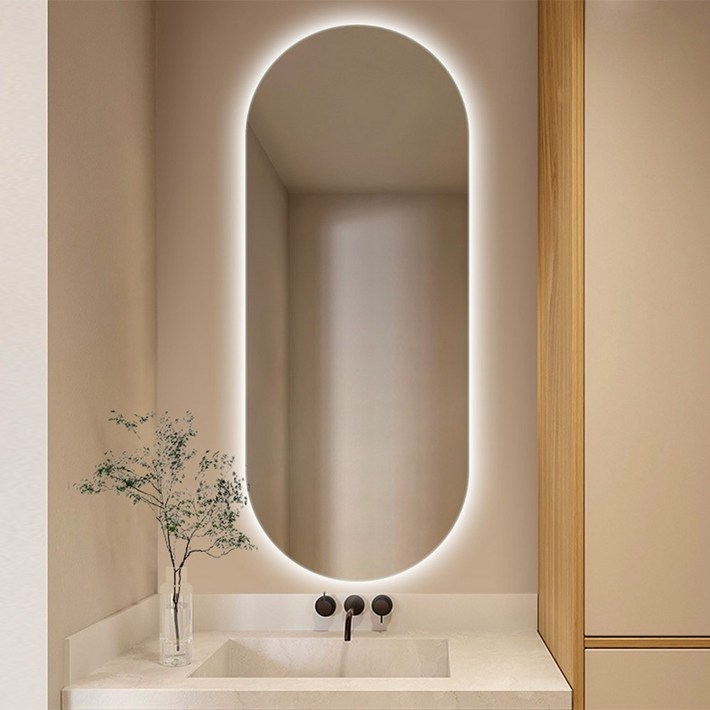 LED 간접조명 타원형 거울 욕실 미용실 인테리어 3색변환 터치형