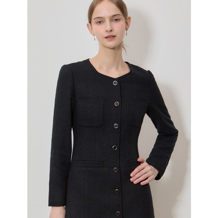 리스트 리스트LIST  우아한 트위드 버튼 장식 원피스 택가격 398000원