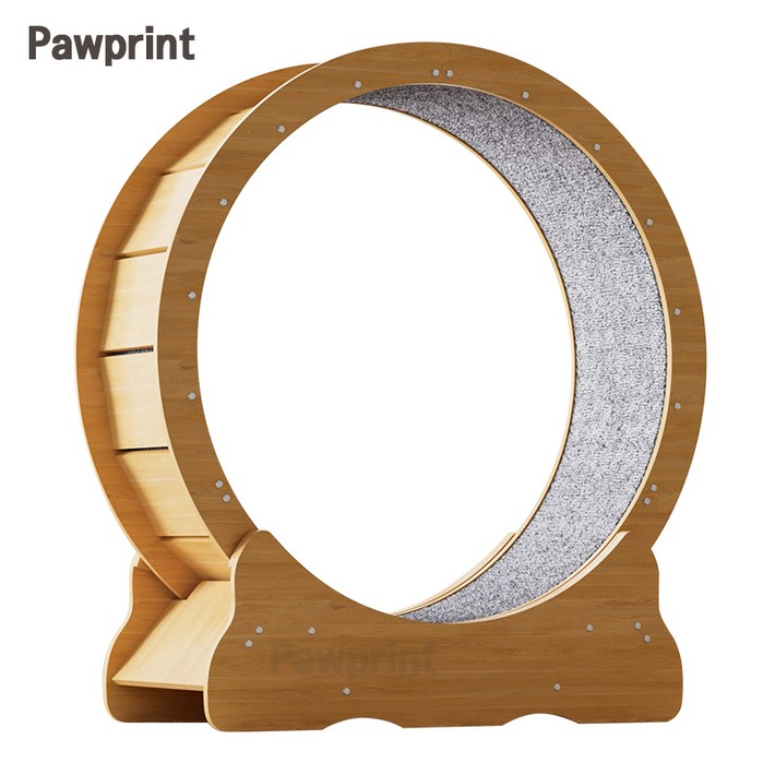 Pawprint 캣휠 자유 달리며 체력 강화 정숙 설계 안전 잠금장치 고밀도보드 넘어짐 방지 두꺼운 논슬립 매트 세척간편 원룸 거실 반려묘 활동공간 다묘 가정 초보 집사 소형묘용
