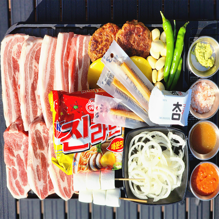 1등급 한돈 삼겹살목살 캠핑세트 16종 구성 바베큐 캠핑 밀키트 삼겹살풀세트 삼겹살목살600g, 600g, 1세트