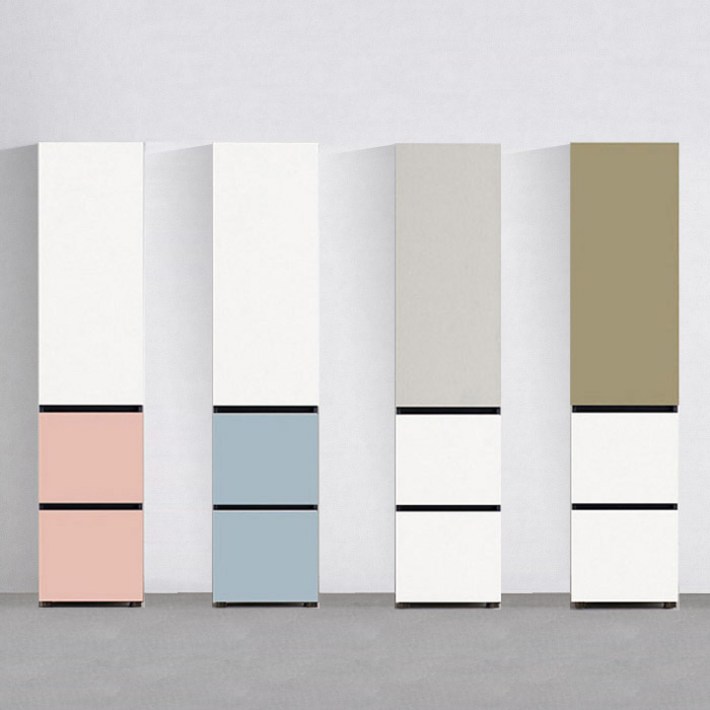 퍼스웰 속깊은광폭 냉장고틈새장 주방수납장.400 서랍형HA085, 화이트베이비핑크