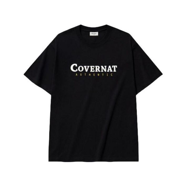 국내매장품 커버낫 반팔티 커버낫 반팔 티셔츠 센터 어센틱 티셔츠 Black 385933