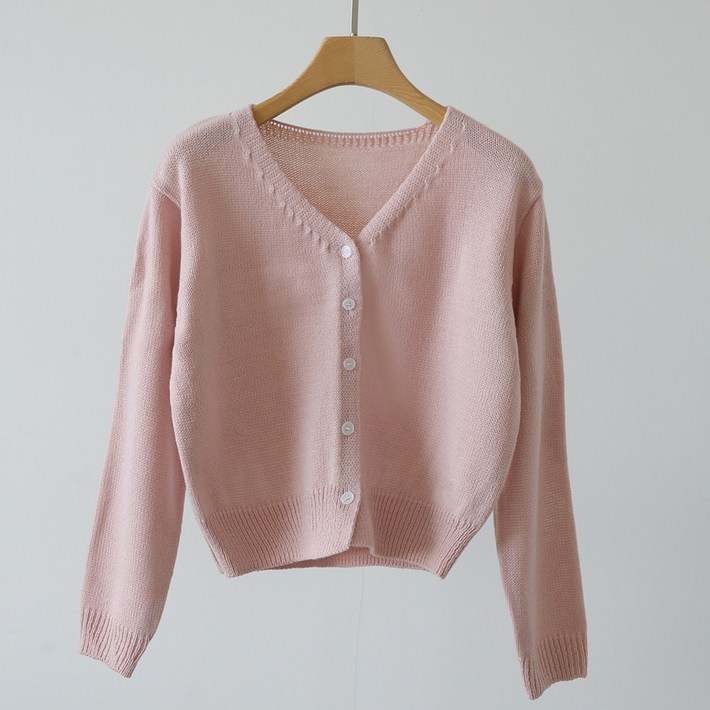 제니트 여성 보송보송 터치감 크롭 헤라시 베이직 브이넥 니트 가디건