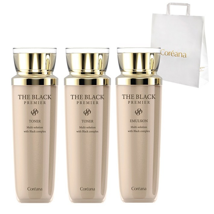 코리아나 더블랙 프리미어 토너 140ml 2개에멀션 140ml쇼핑백, 1세트