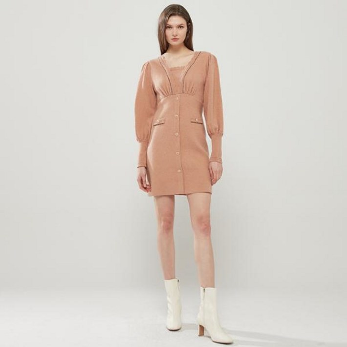 에고이스트 살몬 페미닌 레이스 미니 원피스 EL4KO260