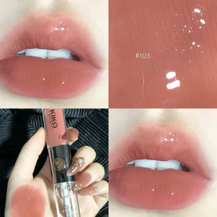 fizz 안지워지는립스틱 KIKO 103 메이크업 미러 립 글레이즈 워터 립글로스 섹시한 레드 틴트 리퀴드 립스틱 오래 지속되는 모이스처라이징 뷰티