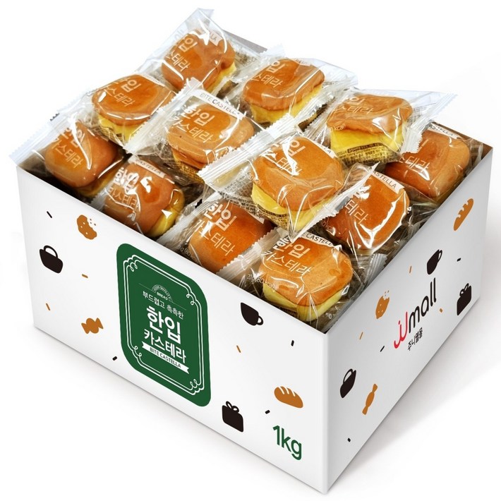 젤리젤리 부드럽고 촉촉한 한입 카스테라, 1kg, 1박스