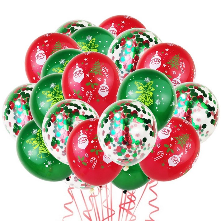 크리스마스 세트 풍선 가랜드 파티장식 소품 혼합풍선 트리 데코 홈파티용품 에브리띵스마일 1077, 1세트, 혼합풍선 30P