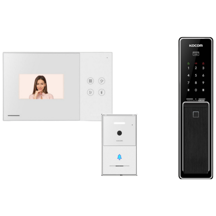 코콤비디오폰 도어락 SET 상품2 XCVYO43 4.3인치 아날로그비디오폰  푸쉬풀지문도어락A지역 설치, 방문설치, 현장결재,비디오폰55,000원도어락35,000원