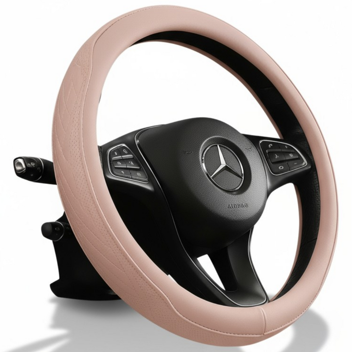 제피드 핸들커버 자동차 차량용 가죽 순정형, 파우더 핑크