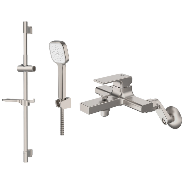 아메리칸스탠다드 욕조수전 샤워기 수전 사틴 스텔라 FB2615  가변형 슬라이드바 사틴 FH6135 세트, 1개