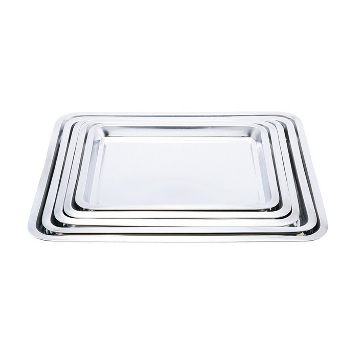 유유마트 국산 스텐304 사각 트레이 업소용 직사각 스텐27종 쟁반 식당 서빙, 1개, 실버