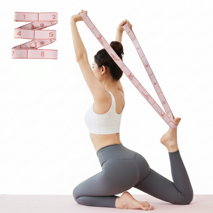 ONDOBIUM 요가 필라테스 단계별 어깨 스트레칭 근력 저항 운동 밴드, 1개, 로즈핑크