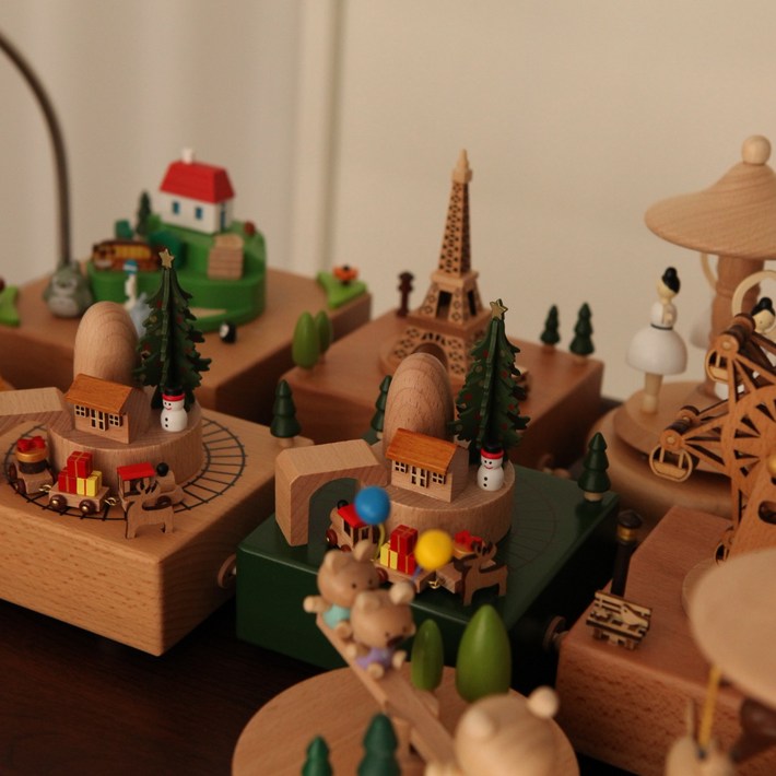 로제스홈 크리스마스 우드 뮤직박스 원목 오르골 선물용 감성 인테리어 소품 10종