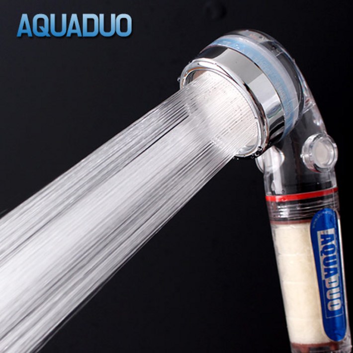 샤워플러스 간편 연수기 아쿠아듀오 베이비스 녹물제거 정수필터 샤워기 블루 SF1200