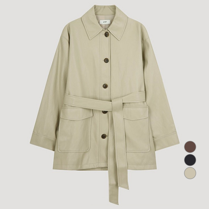 리스트 여성용 벨티드 레더 트렌치 맥코트 TWWBYO70010