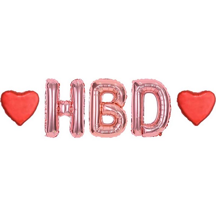 조이파티 알파벳 HBD 은박풍선 소 3종 미니하트 은박풍선 2p 세트