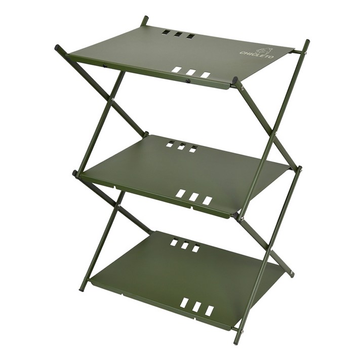 시크레토 퀵슬림 경량 캠핑 쉘프, 카키, 3단