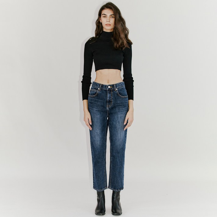 이십칠와이 여성용 Deep blue straight crop jeans SS001
