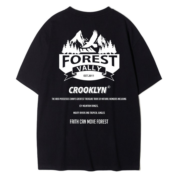 크루클린 남녀공용 캠핑 포레스트 밸리 오버핏 반팔 티셔츠 TRS208