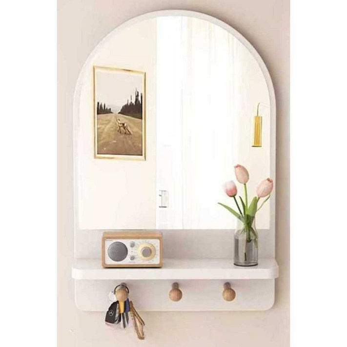 벽선반 화장대 벽걸이 선반 거울 벽거울 현관 화이트