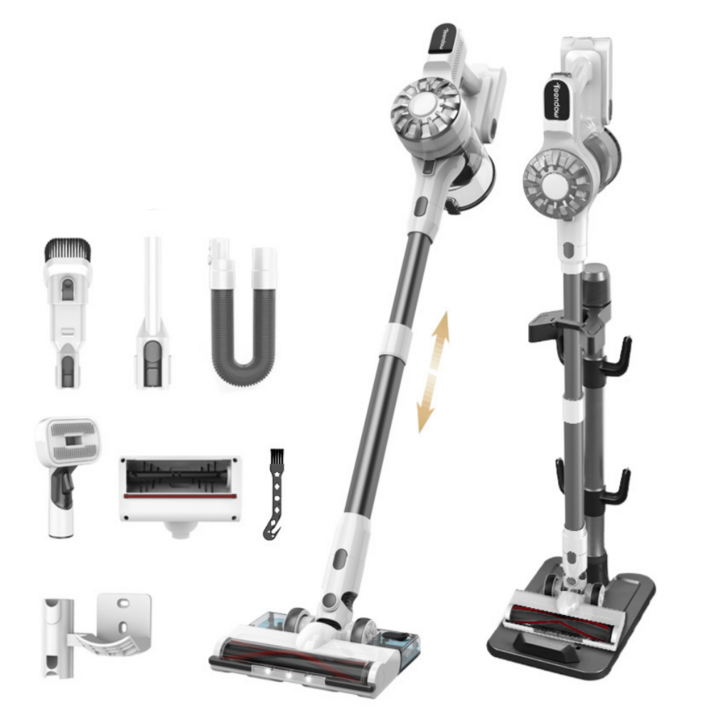 2025년형 Teendow 차이슨 무선청소기 스틱형 가성비 원룸 청소기물걸레 키트반려동물 펫브러쉬침구 브러쉬, 화이트