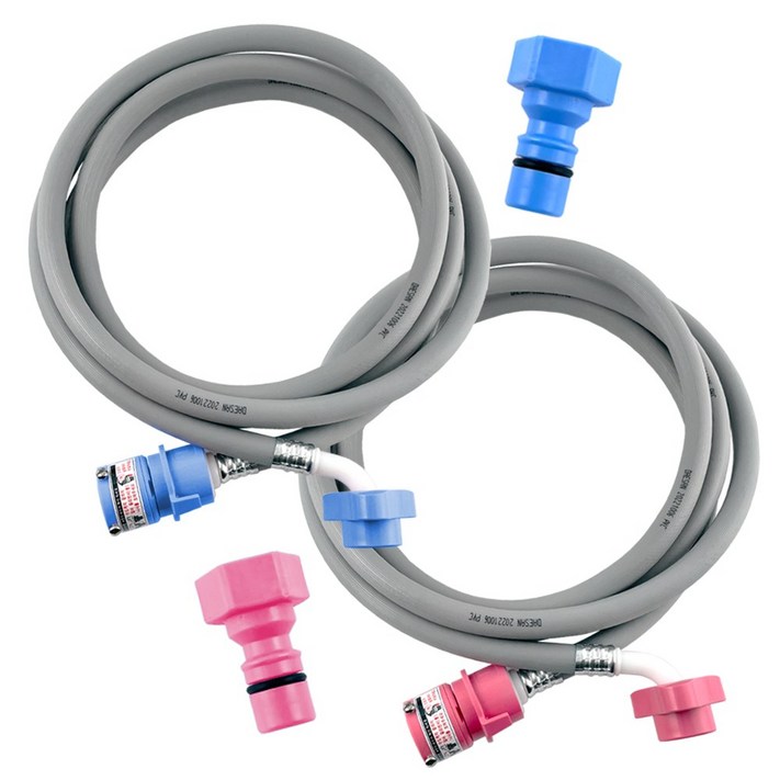 철물마켓 국산 세탁기호스 1.3M 냉수1.3M 온수 원터치 급수호스