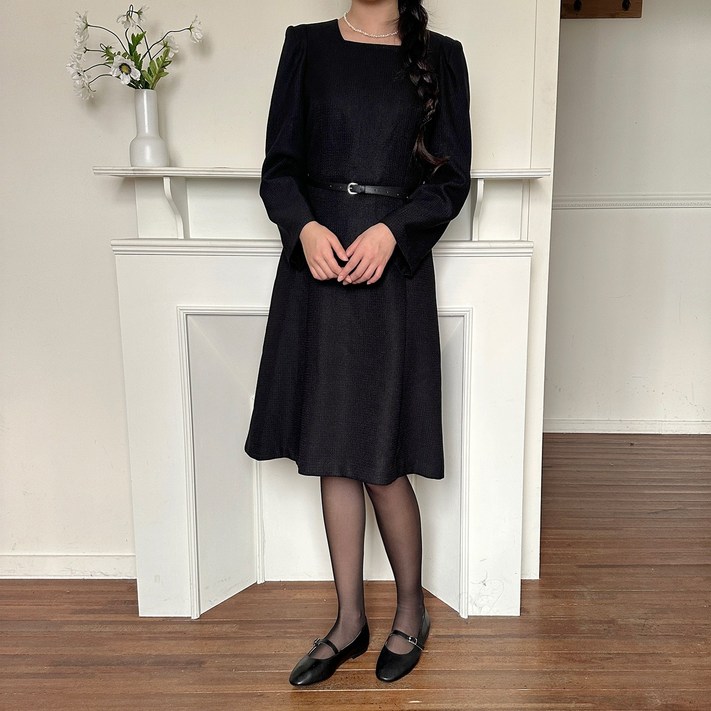 SXXL 빅사이즈 스퀘어넥 트위드 결혼식 하객 원피스 상견례 정장 키작녀 하객룩