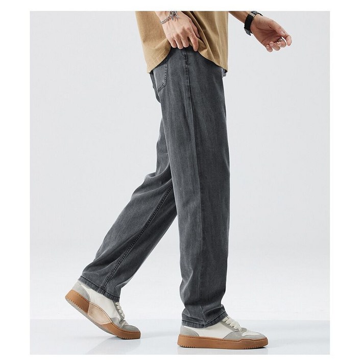 남성용 슬림핏 스판 여름용 얇은 냉감 청바지