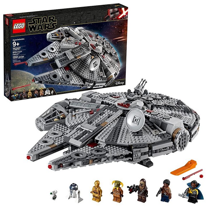 LEGO 스타워즈 밀레니엄 팔콘 75257 빌딩 세트  핀, 츄바카, 란도 칼리시안, 부올리오, C3PO, R2D2, DO 미니 피규어가 있는 우주선 모델, 라이즈 오브