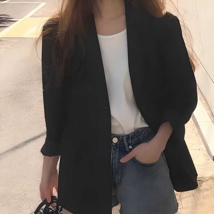 자체제작어텀 투버튼 루즈핏 하프 오버핏 테일러드 블레이저 싱글 가을 하객룩 여성 자켓