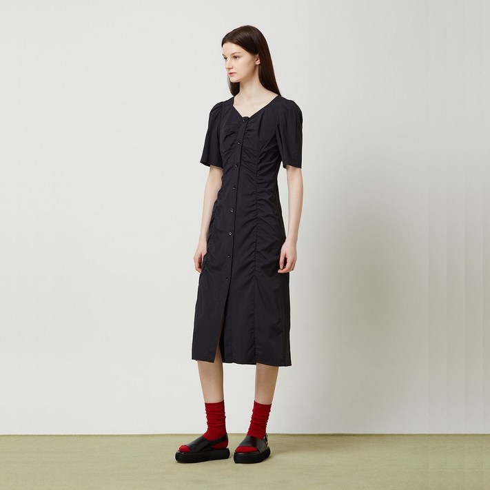 백화점 정품 CC콜렉트 원피스 셔링 버튼업 롱원피스 C252MSE135