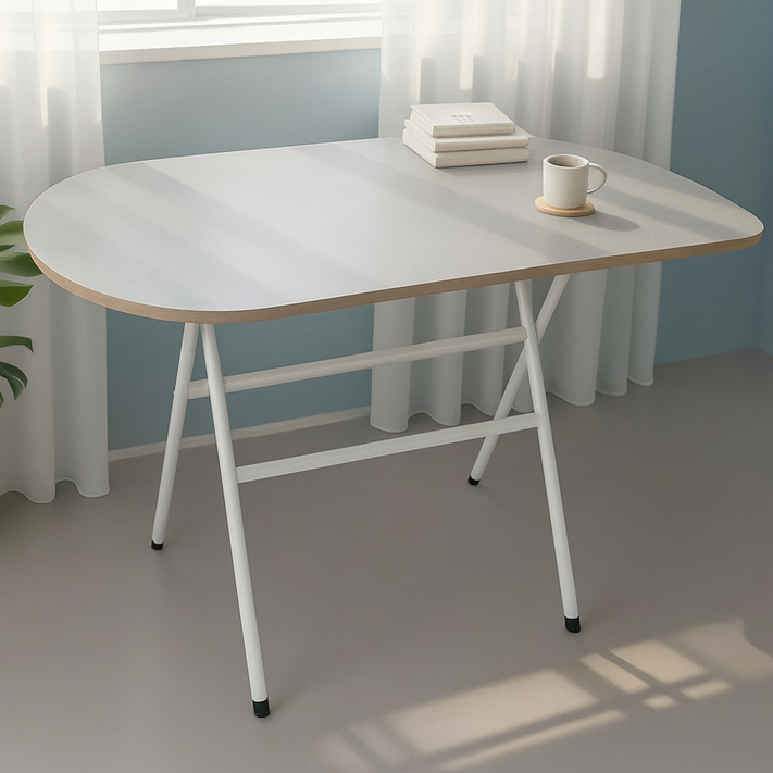 라온프리 다용도 접이식 식탁테이블, 4인용, 그레이  타원