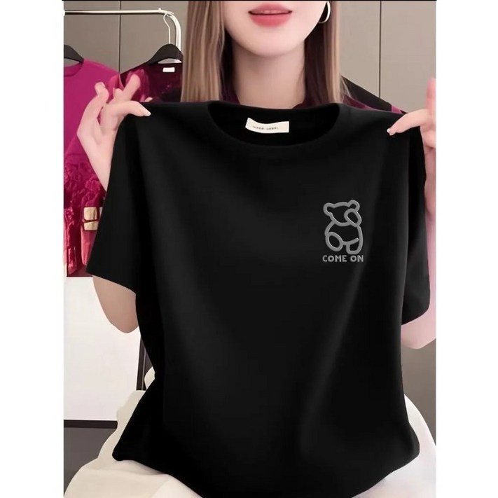 TRENDISTY보그핏 샤셔상의  여성 데일리 반팔 티셔츠 캐릭터 기본 상의