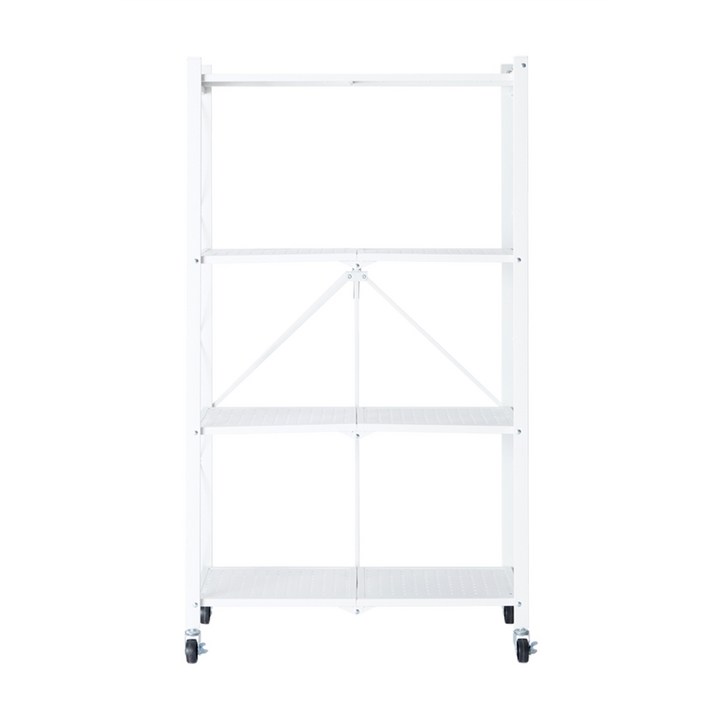 본사배송센스업 원터치 접이식 다용도 이동식 폴딩 철제 4단 단품 화이트, 블랙, 화이트, 1개