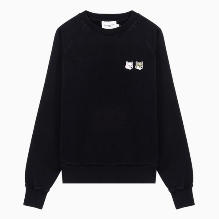 명품명품 22FW 메종키츠네 모노크롬 더블 폭스 헤드 패치 블랙 여성 맨투맨