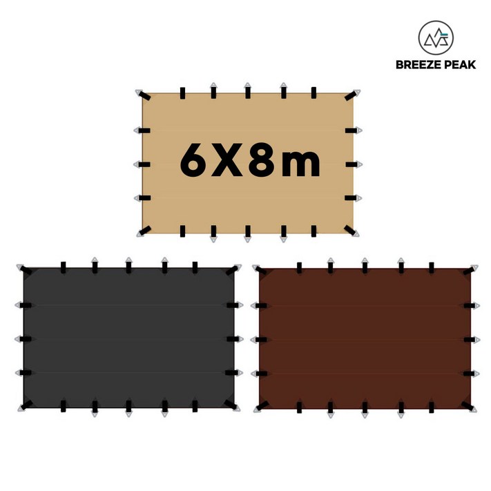 초대형 타프 스크린 블랙 암막 천막 장박 차박 그늘막 실버 코팅 6x8m, 블랙