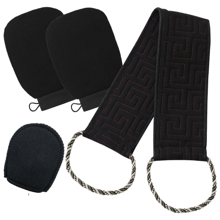 다잇홈 손이 닿지 않는 등까지 피부가 숨쉬는 프리미엄 때장갑  등때밀이 4종세트