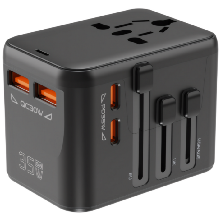 2025 신제품초특가둥션Dongseon 여행용 멀티충전기 4포트 모두 고속 충전 지원, GaN35W 고출력 미니 고성능 멀티 플러그 여행에도, 캠핑에도, 출장에도 필수템, 1개, 블랙HHT521 35W