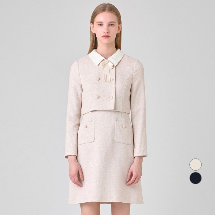 케네스레이디 여성용 배색카라 더블버튼 원피스