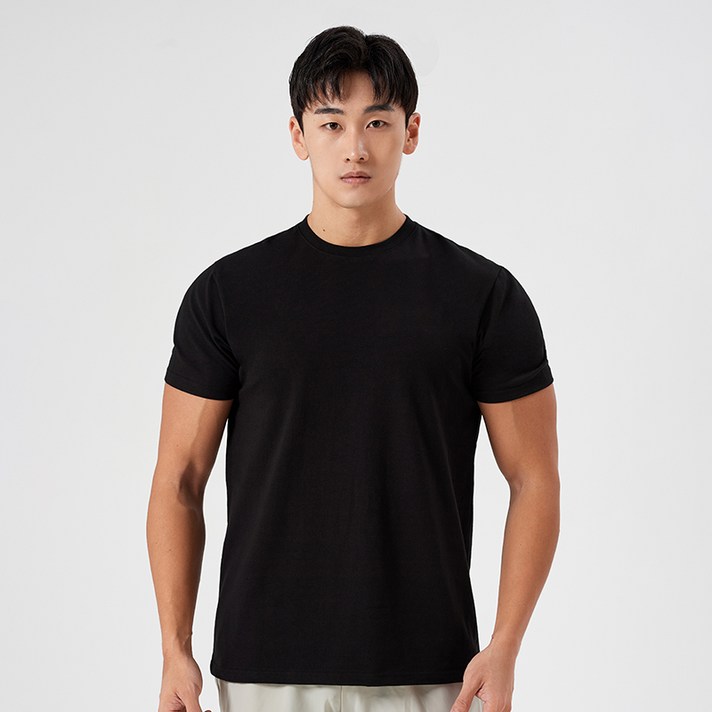 허그본 남성용 데일리 머슬핏 무지라인 반팔 티셔츠 허그본 남성용 데일리 머슬핏 무지라인 반팔 티셔츠