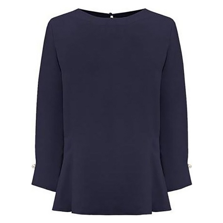 올리비아하슬러 7부 라운드넥 진주포인트 블라우스 OHCMBL101