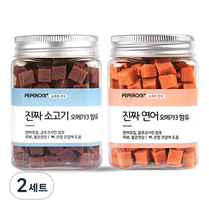 페페로니 강아지 진짜 오메가3 트릿, 혼합맛소고기연어, 2세트 페페로니 강아지 진짜 오메가3 트릿, 혼합맛소고기연어, 2세트