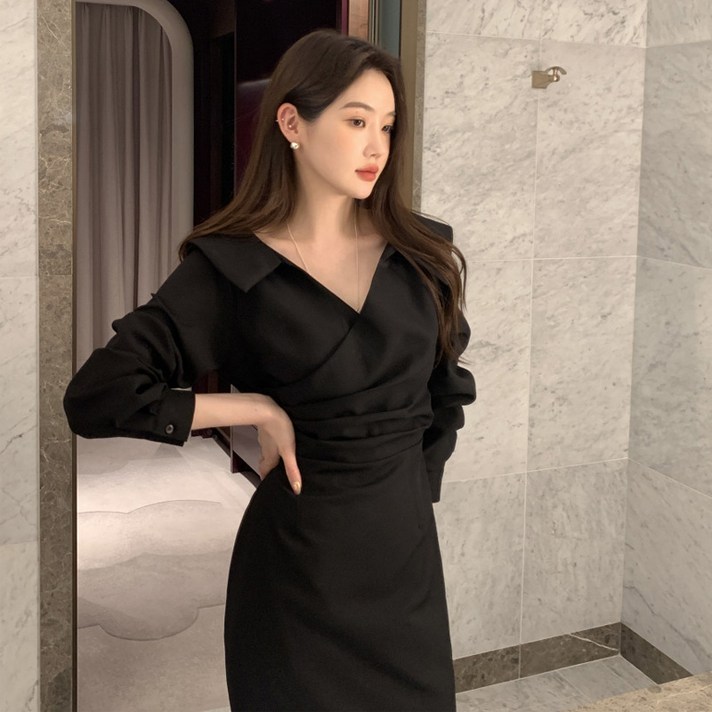 피어니스트 카라넥 셔링 랩 롱 원피스 피어니스트 카라넥 셔링 랩 롱 원피스