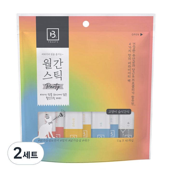 브리더랩 월간스틱 파티 고양이 간식 4종 세트 브리더랩 월간스틱 파티 고양이 간식 4종 세트