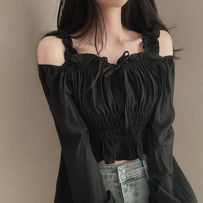 앤드스타일 여성용 조아나 셔링 스모크 크롭 블라우스 263118 앤드스타일 여성용 조아나 셔링 스모크 크롭 블라우스 263118
