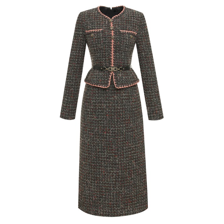 미니멈 트위드 투피스형 보온 원피스